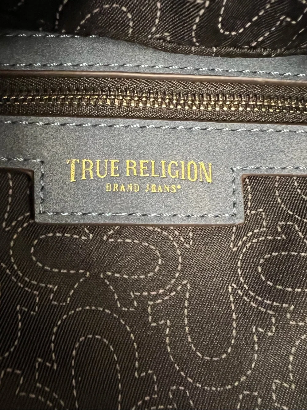 True Religion blue Suede Shoulder Bag with Gold Accent